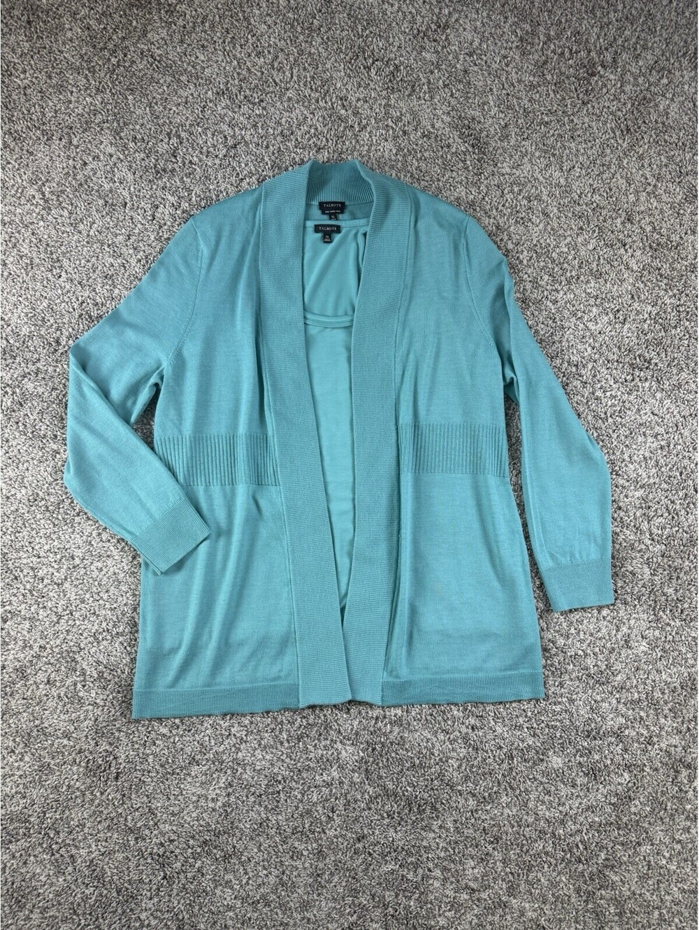 Talbots Sweater Merino Wool Open Front Cardigan Long Sleeve + Top Mach 2 Pieces
